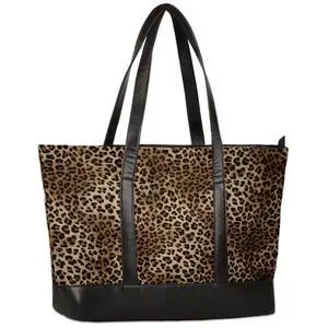 Pardick Women's Leopard Cheetah 15.6 inch Laptop Tote Bag, Large Capacity, Lightweight Briefcase Messenger Bag, Canvas & Leather, Perfect for Work, Business, Travel