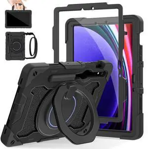 ROISKIN Case for Samsung Galaxy Tab S10 Lite &S10 FE S9 FE 10.9"/S9 11 Inch for Kids -with HD Screen Protector, 360 Rotating Kickstand/Handle, Shoulder Strap, Pen Holder, Heavy Duty Military Grade