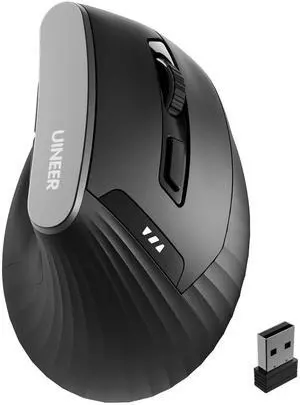 Uineer 2.4G Ergonomic Mouse - Wireless Vertical Computer Mouse with 4 Level Adjustable DPI,Ergonomic Design for S/M Hands, 2.4GHz Wireless Mice for Laptop (Battery Level Visible)