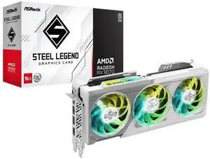 ASRock AMD Radeon RX 9070 Steel Legend 16GB OC GPU 2700 MHz 20 Gbps GDDR6 256Bit (3rd Gen RT 2nd Gen AI Accelerators) PCIe5.0 2x8-pin Triple Fan Graphics Card 700W Air Deflecting HDMI DisplayPort