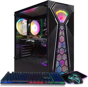 STGAubron Gaming PC Desktop Computer, AMD Ryzen 3 3200G 3.6 GHz, Radeon RX 580 8G GDDR5, 16G RAM, 512G SSD, 600M WiFi, BT 5.0, RGB Fan x 4, Windows 11 Home