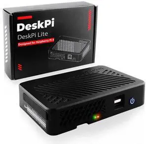 GeeekPi DeskPi Lite Pi 4 Case with Power Button/Heatsink with PWM Fan/Dual Full-Size HDMI/Extra Two USB Port for Raspberry Pi 4B