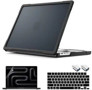 Teryeefi [Durable] & [Heavy Duty] Shockproof Case with Keyboard Cover for MacBook Pro 14 inch 2025 2024 2023 2021 M4 M3 M2 M1 Chip A3112 A3185 A3401 A2918 A2992 A2779 A2442, Black