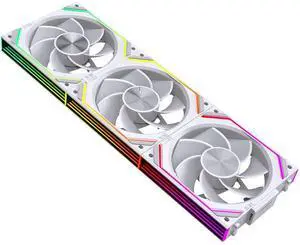 Jungle Leopard Interstellar V2 RS 120mm PC Reverse Blade Case Fan Infinity Mirror Module Daisy-Chain ARGB Fan Triple Pack Suitable Computer Cooling Fans 360mm AIO Cooler(White-3Pack)
