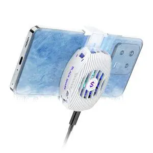 Black Shark Phone Cooler for Gaming FunCooler 5 NEO, Wired Mobile Phone Cooling Fan Lightweight Quiet with RGB Light, Cellphone Radiator for 2.67-3.45 inches iPhone/Android, Retaining Bolt (White)