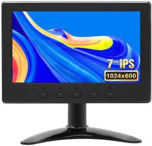 OSCY 7 Inch Small Monitor Mini HDMI Monitor 1024x600 Support HDMI VGA AV BNC Inputs, Built in Dual Speaker and Remote Contro, Tiny for PC/Mac/TV/Raspi/Camera/Gaming/CCTV