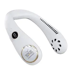 SKE CULTUR bladeless neck fan, portable and wearable around neck, USB rechargeable, neckband with 3 speeds, wearable around neck (white)
