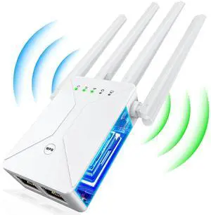 WiFi Extender Signal Booster for Home: Internet Repeater Long Range Covers Up to 50+ Devices and 9998 Sq.ft (White, L)
