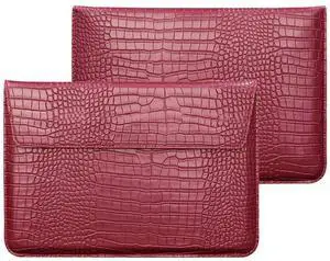 LCMOCICO Crocodile Grain PU Leather Flap Style Case Bag Laptop Sleeve For MacBook Air 15 inch 2023 M2 A2941 Notebook Bag for Mac Pro 16 M2/M1 Pro/Max A2780 A2485 A2141 2019-2023, Pro 15 2012-2019, Red