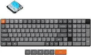 Keychron K17 Max 96% Layout Ultra-Slim Wireless Custom Mechanical Keyboard, QMK/VIA Programmable Bluetooth/2.4 GHz/Wired with NKRO White Backlit, Low Profile Gateron Blue Switch for Mac Win Linux
