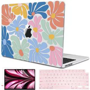 LCMOCICO Compatible with M4 MacBook Air 13.6 inch Case 2025 2024 2023 2022 Model A3240 A3113 M3 A2681 M2 Chip, Crystal Pattern Plastic Hard Case Cover for Mac Air 13 M4 Touch ID, Colorful Flowers