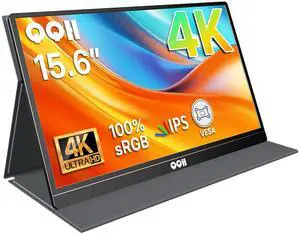 QQH 4K Portable Monitor, 15.6" IPS 3840x2160 UHD USB-C HDMI Travel Portable Monitor for Laptop, Ultra-Slim Alloy Gaming Monitor Second Display with w/Smart Cover for PC, Phone, PS5/4, Xbox, Switch