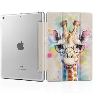 MEEgoodo Case for iPad 10.2 inch, Case for iPad 9th Generation 2021/ 8th Generation 2020/ 7th Gen 2019, Tablet Cover with Silk Texture & PC Back Cover, Giraffe