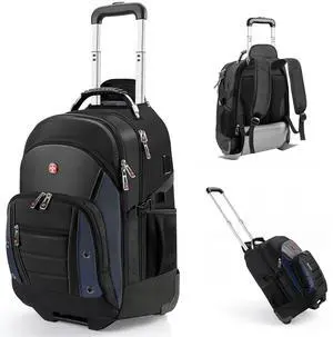 star cloud Rolling Backpack with Wheels, USB & Type-C Charging Port, 21x14x9 Water Resistant Wheeled Backpack, 17.3" Roller Laptop Backpack, Carry On Luggage for Business Travel College Work Bag