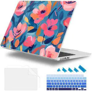 Lepeoac for MacBook Air 13.6 inch Case M4 M3 M2 2025 2024-2022 Release Model A3240 A3113 A2681, Sturdy Plastic Hard Shell Case for MacBook Air M2 13 inch with Touch ID, Flowers Print