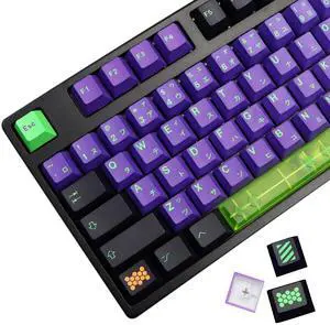 Keycaps Purple Black Keycaps, MOLGRIA 134 Set Unit-01 Key Caps for Gaming Keyboard, PBT Cherry Profile Dye Sublimation Keycap for Gateron Kailh Cherry MX 104/87/74/61 60 and 75 Percent Keyboard