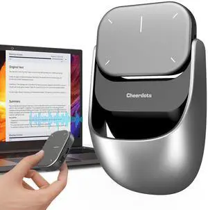 2025 AI Wireless Mouse with Voice Recorder, Real-Time Transcribe & AI Summarize, Detachable Presentation Click PowerPoint Presentations Remote, Air Mouse for Work /Lectures/Meetings (Advanced, Silver)