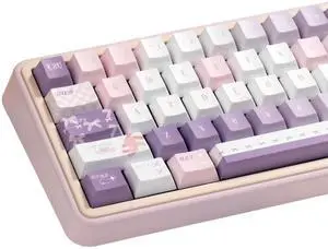 COOMICKEY PBT Keycaps, Purple Keycaps 60 65 75 100 Percent, Cute Custom Key caps, Cherry Profile 145 Keys Set for Cherry Gateron MX Switche Keyboard(Only Keycap)