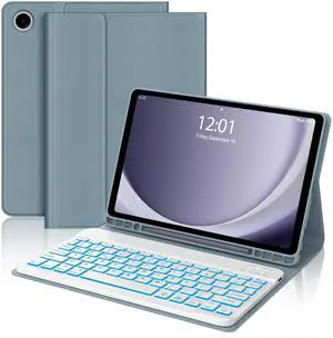 Keyboard Case for Samsung Galaxy Tab A9 Plus 11 Inch 2023 Detachable Keypad with Colors Backlight, for Samsung Tablet Keyboard A9+ Folio with Pen Holder, Protector Case with Backlit Key Board, Blue