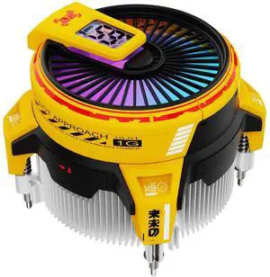 ALSEYE W90C CPU Cooler, Temperature Displayed CPU Cooler for Small Size PC Case with Powerful 90mm ARGB Lighting Fan and 40mm High-Performance Copper Bottom (W90C Intel Version Yellow)