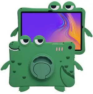 Cartoon Case for Samsung Galaxy Tab A7 10.4"MONEHOYSY Cute Soft Silicone Kickstand [Drop Proof,Shock Proof,Anti Slip] Back Stand Cover Case for Kids Children Teens Girls Boys (Dinosaur)