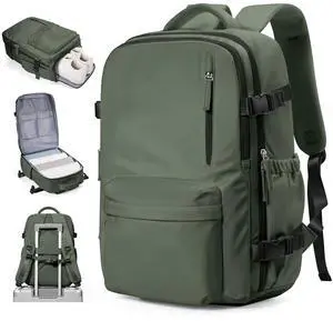 VECAVE Carry On Backpack for Women, Airline Approved Large Travel Backpack Flight Approved, Waterproof 14 Inch Laptop Backpack Business Work Backpacks Bag Men Mochila De Viaje Green.