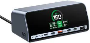 RayCue USB C Docking Station, 13-Port Dual 4K Display Laptop Docking Station with 160w Max USB-C Output, 2.26''LCD Smart Display, 10Gbps USB A/C Ports,Ethernet Ports for macOS and Windows