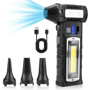 Siuyiu Compressed Air Duster, 2 Gear Adjustable 110000RPM Electric Air Duster with LED Light, 8000mAh Rechargeable Battery, Powerful Dusters for Cleaning Keyboard, Computer, Car, Outdoor, Air Bed