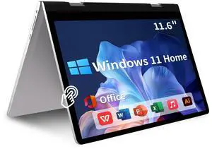 Elepad 2 in 1 Laptop Computers Windows 11, 11.6 inch Touchscreen Laptop Tablet, 4GB RAM 256 GB SSD, HDMI Type-C 2.4G/5G WiFi BT SD Slot 3.5mm Jack 5000mAh for Work Education Entertainment