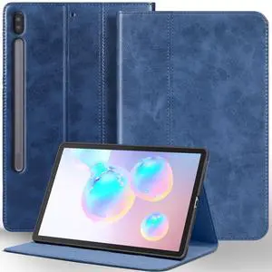 NANRUIL for Samsung Galaxy Tab S6 10.5 inch Case 2019 Model(SM-T860/T865/T867) Genuine Leather Cover Protective Shell,Auto Wake/Sleep.Blue