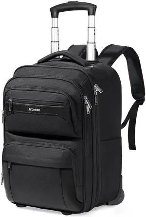 Sydioor Rolling Backpack, 17.7inch Rolling Backpack With Wheels for Adults, Roller Carry On Luggage Wheeled Backpack, Rolling Laptop Backpack for Men Women to Travel Business, Black