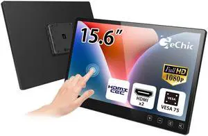 Gechic T152C 15.6 FHD Touchscreen Monitor  Capacitive MultiTouch, AntiFingerprint 7H Glass, Dual HDMI & USBA, 360° Swivel Stand, VESA 75mm, Windows/Linux/Chrome Compatible