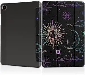 DONGKE Case for Samsung Galaxy Tab A9+/A9 Plus 11 inch 2024 2023 (SM-X210/X216/X218), Slim Stand Hard PC Translucent Back Shell Smart Cover, Auto Wake/Sleep - Moon & Stars