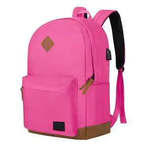Goloni Classic Backpack with USB Charging Port,Water Resistant Anti-Theft Travel Backpack for Men & Women,Laptop Backpack,Fits 17.3 Inch Laptop,Rose