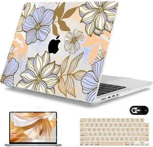 Mektron Case for M5 MacBook Pro 14 inch 2025 Model A3434 A3112 Fit 2024-2021 Model M4 A3112 A3401 A3185 M3 A2918 A2992 M2 A2779 M1 A2442 Pro/Max, Hard Shell Cover for MacBook Pro 14", Abstract Floral