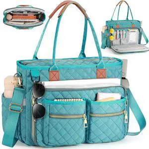 Teacher Tote Bag for Women Large Laptop Bags for Work Nursing Professional Computer Messenger Bag for Office Travel Business (Green)