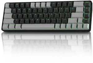 TMKB T68 60% Wireless Mechanical Gaming Keyboard, Tri-Mode BT5.0/2.4GHz/USB-C with Clicky Blue Switch, RGB Backlight, Anti-Ghosting, Compact 68 Keys, Wired/Wireless, Gray/Black