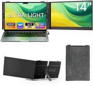 Helpnight 14" Laptop Screen Extender - Ultra Light 1.31lbs FHD 1080P IPS Portable Monitor for Laptops, Attachment Plug & Play Travel Dual Extra Display for 13"-17" Windows/Mac