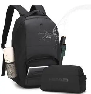 HEAD Waterproof Travel Laptop Backpack for Men, Lightweight Casual Daypack Backpacks with Toiletry Bag for Work/College/Sport/Gym/Workout, Fits 15.6 inch Laptop, Black