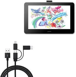 BoxWave Cable Compatible with Wacom DTC133W0A (13.3 in) - AllCharge 3-in-1 Cable - Jet Black BoxWave Cable Compatible with Wacom DTC133W0A (13.3 in) - AllCharge 3-in-1 Cable - Jet Black