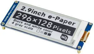 Waveshare 2.9inch E-Ink Display Module for Raspberry Pi & More, 296x128 Resolution, SPI Interface, Partial Refresh, Barebone PC Design