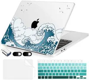 MecBevia Compatible with MacBook Air 15 inch Case, M4 A3241/M3 A3114/M2 A2941 (Released 2025 to 2023), Hard Shell, Keyboard Cover, Screen Protector, Webcam Cover & Type-C Adapter, 018