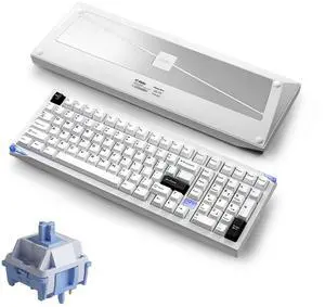 Akko Mineral 02 VIA Aluminum Mechanical Keyboard Tri-Mode Hot-swappable Gaming Keyboard with RGB 8000 mAh Black on White, Pre-lubed Mirror Switch