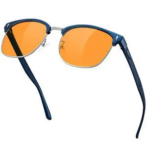 BIRCEN Blue Light Gaming Glasses: Al-Mg Metal Orange Bluelight Blocking Computer Glasses for Men Women Anti Eyestrain on Office & Home