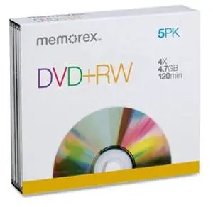 Memorex DVD+RW Discs, 4.7GB, 5/Pack