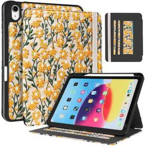 Uppuppy for iPad 10th Generation Case, for iPad (A16) 11th Generation Case - Women Girls Cute Embroidered Folio Stand Cover with Pencil Holder & Card Slot Design Aesthetic Girly Kawaii Yellow Daisy Uppuppy for iPad 10th Generation Case, for iPad (A16) 11th Generation Case - Women Girls Cute Embroidered Folio Stand Cover with Pencil Holder & Card Slot Design Aesthetic Girly Kawaii Yellow Daisy