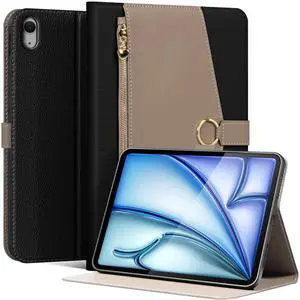 XFYKJIN Leather Case for iPad Air 11" M2/M3/M4 (2024-2026) & 10.9" 4th/5th Gen (2020/2022) with Pocket & Buckle, Auto Wake/Sleep, Shockproof Adjustable Stand,Black with Grey XFYKJIN Leather Case for iPad Air 11" M2/M3/M4 (2024-2026) & 10.9" 4th/5th Gen (2020/2022) with Pocket & Buckle, Auto Wake/Sleep, Shockproof Adjustable Stand,Black with Grey