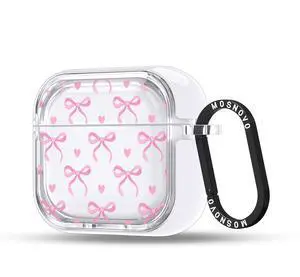 MOSNOVO Case for Airpods 4, Protective Clear Case with Shockproof Dual Layer Hard Luxe Metal Ring Designed for Airpods 4 Generation - Bowtiful Love MOSNOVO Case for Airpods 4, Protective Clear Case with Shockproof Dual Layer Hard Luxe Metal Ring Designed for Airpods 4 Generation - Bowtiful Love