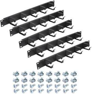 PATIKIL 1U 5 D-Ring Cable Manager, 5 Pack 19-Inch Metal Horizontal Rack Mount Metal Server Rack Wire Management for Racks, Server Cabinets, Black PATIKIL 1U 5 D-Ring Cable Manager, 5 Pack 19-Inch Metal Horizontal Rack Mount Metal Server Rack Wire Management for Racks, Server Cabinets, Black