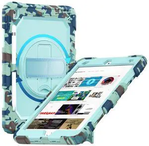 Gylint Case for iPad 9th/ 8th/ 7th Generation 10.2'', Shockproof 360 Rotating Hand Strap & Kickstand Protective Cover with Screen Pencil Holder for iPad 10.2 inch 2021-2019 Camo Blue Gylint Case for iPad 9th/ 8th/ 7th Generation 10.2'', Shockproof 360 Rotating Hand Strap & Kickstand Protective Cover with Screen Pencil Holder for iPad 10.2 inch 2021-2019 Camo Blue